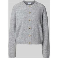Jake*s Collection Regular Fit Jacke in Strick-Optik mit Rundhalsausschnitt in Silber Melange, Größe XXL von Jake*s Collection