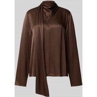 Jake*s Collection Relaxed Fit Bluse aus reine Viskose mit Stehkragen in Dunkelbraun, Größe 44 von Jake*s Collection