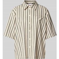 Jake*s Collection Relaxed Fit Hemdbluse mit Brusttasche in Beige, Größe 32 von Jake*s Collection