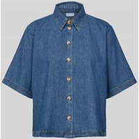Jake*s Collection Relaxed Fit Jeansbluse mit Knopfleiste in Eisblau, Größe 42 von Jake*s Collection