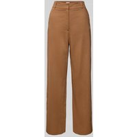 Jake*s Collection Straight Leg Stoffhose aus Baumwoll-Mix mit Leinen-Anteil in Mittelbraun, Größe 40 von Jake*s Collection