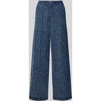 Jake*s Collection Wide Leg Stoffhose mit Strukturmuster in Dunkelblau, Größe 44 von Jake*s Collection