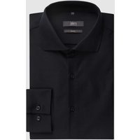 Jake*s Slim Fit Freizeithemd aus Twill in Black, Größe 37/38 von Jake*s