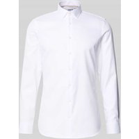 Jake*s Super Slim Fit Businesshemd in unifarbenem Design in Weiss, Größe 43/44 von Jake*s