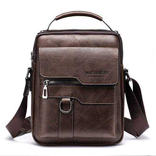 Jakelove Umhängetasche PU Leder Herren Business Crossbody Sport lässig Leder Tasche Reisen Wandern Reiten Büro Handtasche- Dunkelbraun von Jakelove