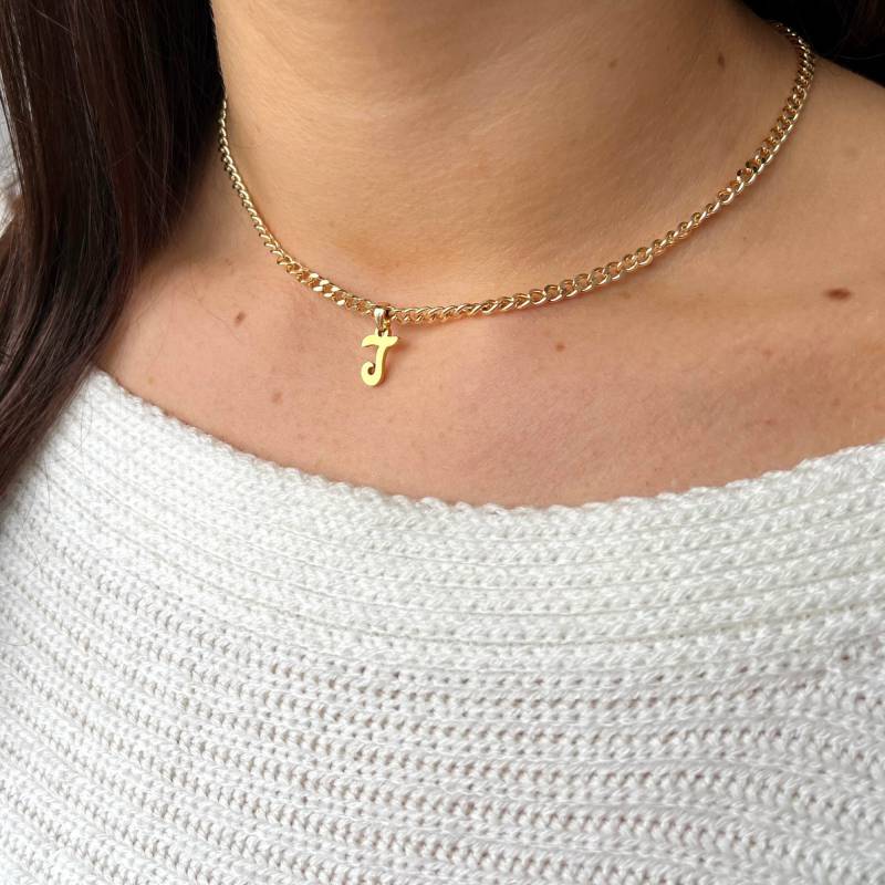 18K Vergoldete Halskette Mit Buchstaben Anhänger 18K Vergoldete Halskette Mit Buchstaben Anhänger von JakiJewelry