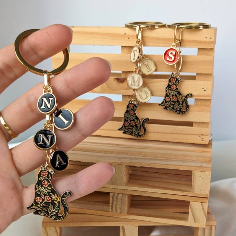 Katzen Schlüsselanhänger Mit 18K Vergoldung - Personalisierte Geschenke Namen | A-Z Katzen Schlüsselanhänger Mit 18K Vergoldung - Personalisierte Geschenke Namen | A-Z von JakiJewelry