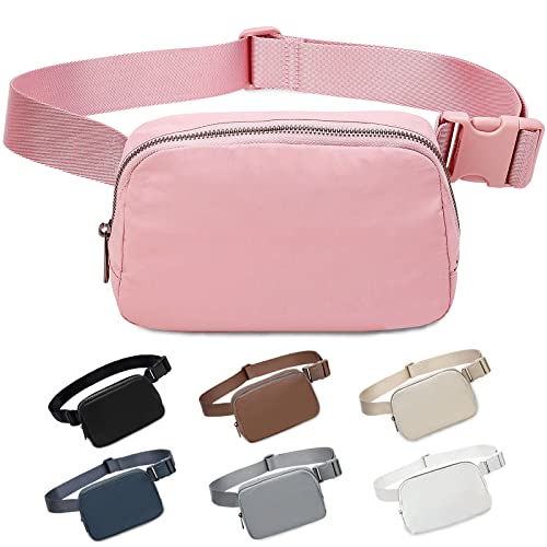 Bauchtasche Gürteltasche für Damen und Herren, Klein Stylisch Everywhere Fanny Pack mit Verstellbarem Riemen, Lulu Umhängetasche Lemen Taschen für Outdoor Fitness Wandern und Sport (pink) von Jakiro