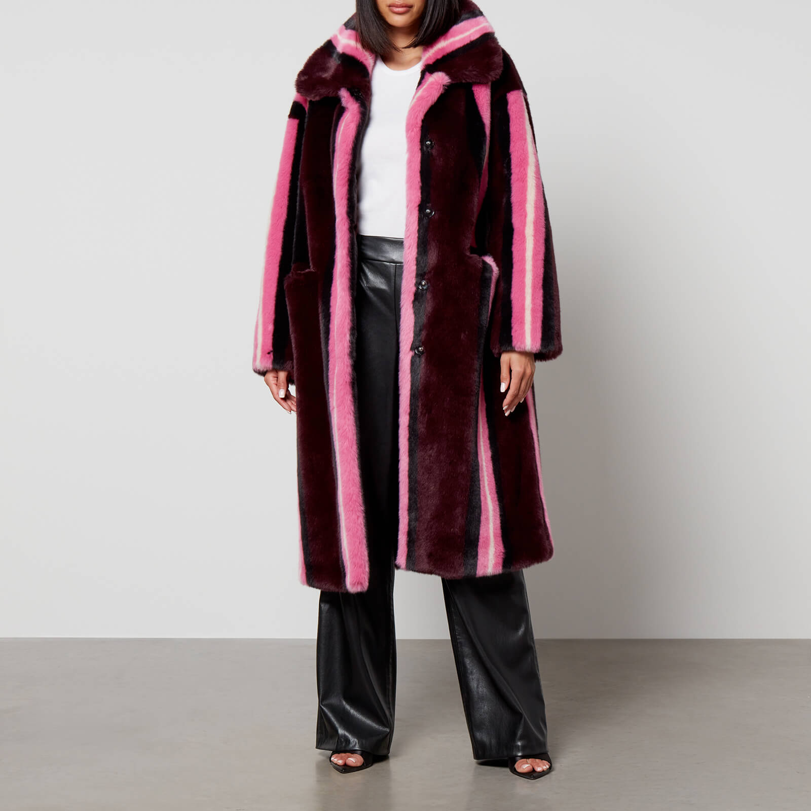 Jakke Kelly Striped Faux Fur Coat - L von Jakke