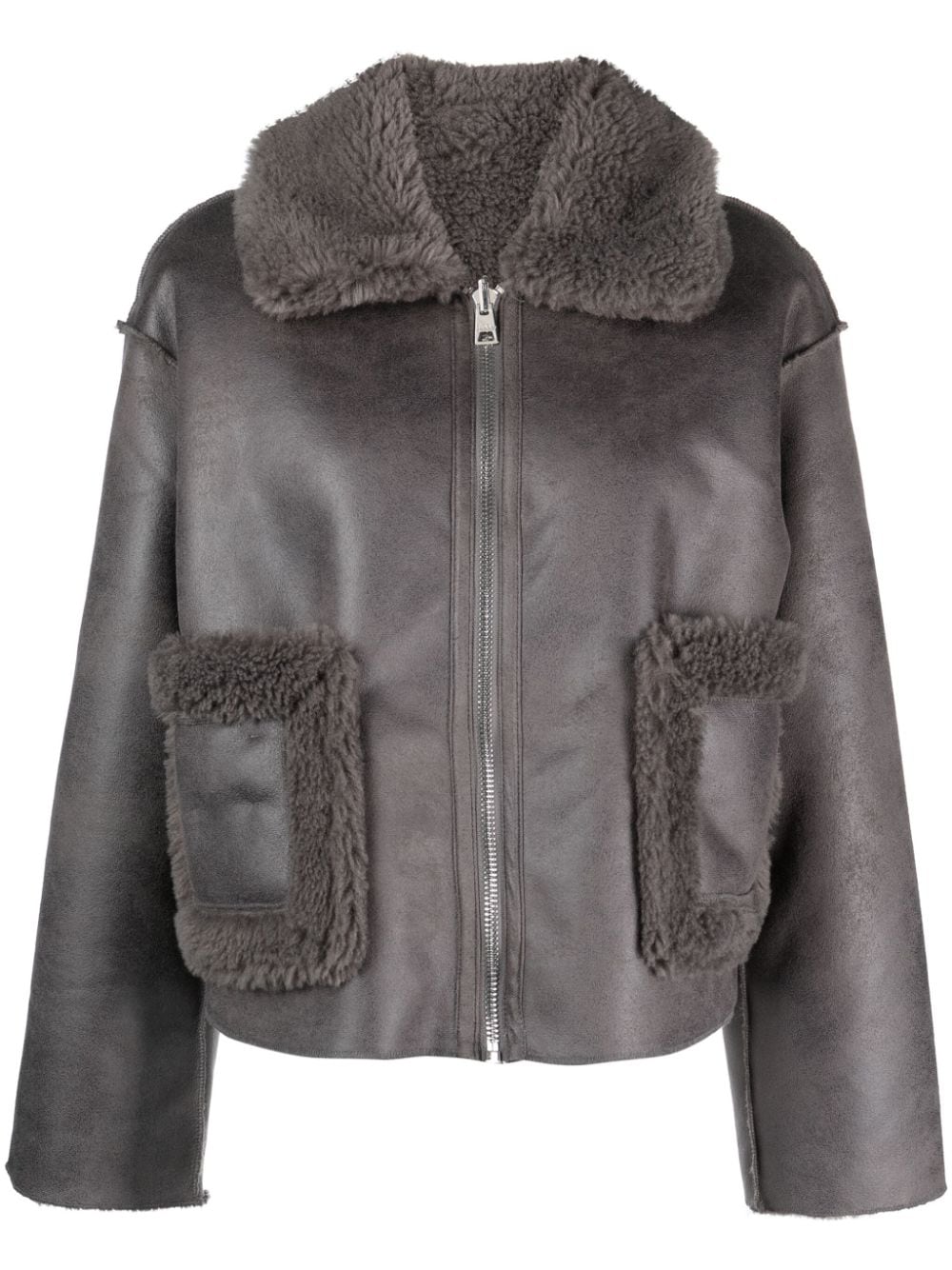 Jakke Wendbarer Shearling-Mantel - Grau von Jakke