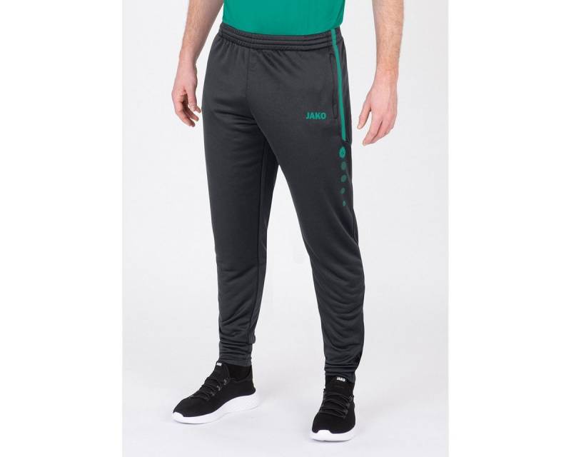 Jako Trainingshose Pant Active (100% Polyester) lang anthrazitgrau/türkis Herren von Jako