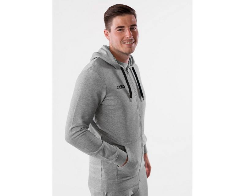 Jako Trainingsjacke Freizeit-Kapuzenjacke Base (70% Baumwolle) hellgrau Herren von Jako