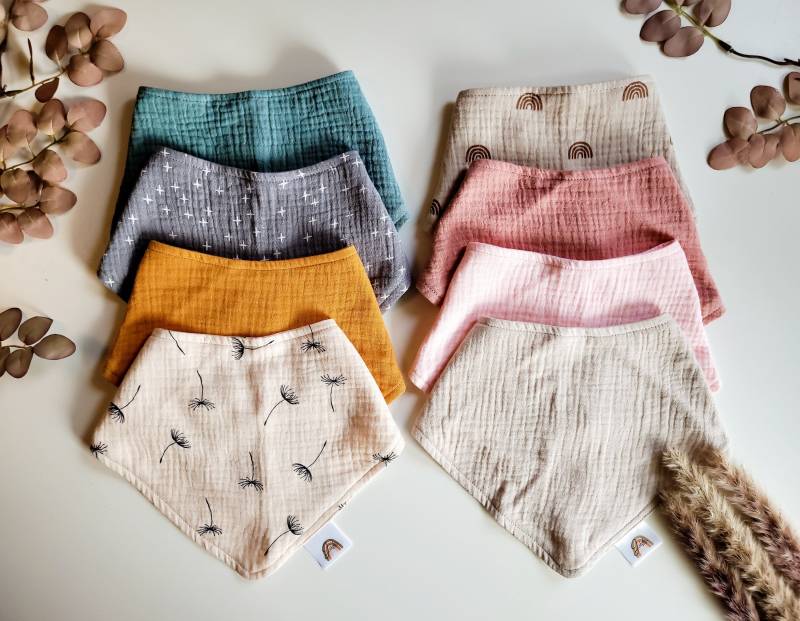 Baby - Und Kinder Musselinhalstuch Dreieckstuch Musselintuch Bio-Baumwolle Verschiedene Farben von JakobiShop