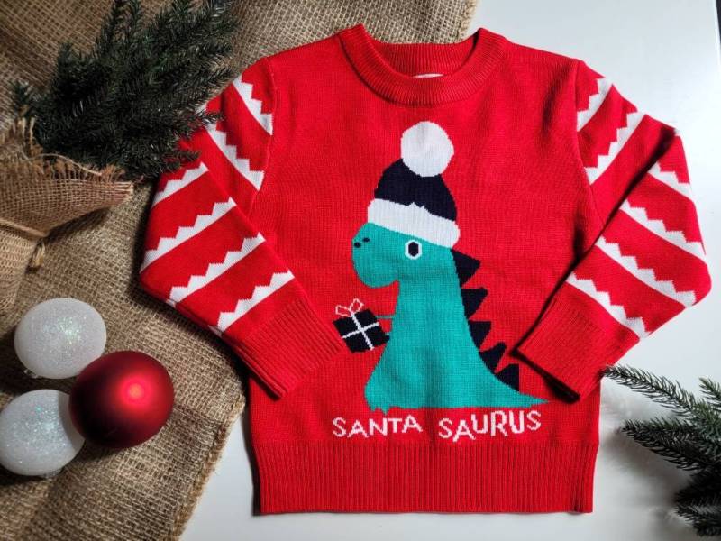 Kinder Weihnachtspullover Strickpullover Dinosaurier Christmas Sweater von JakobiShop
