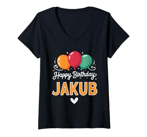Damen Alles Gute zum Geburtstag Spruch Jakub T-Shirt mit V-Ausschnitt Damen Alles Gute zum Geburtstag Spruch Jakub T-Shirt mit V-Ausschnitt von Jakub Name Spruch für Geburtstag