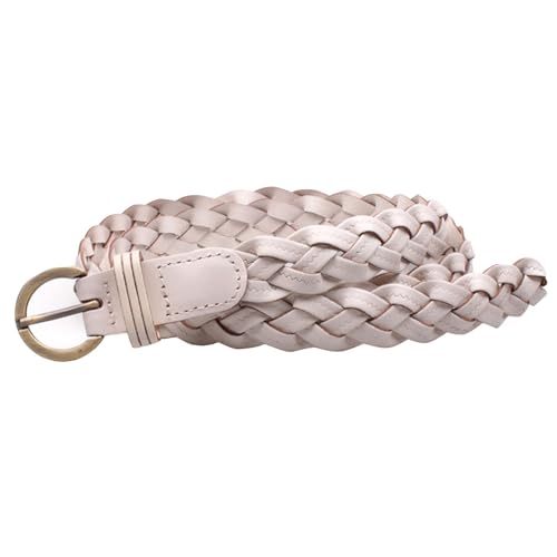 Jalach Damen geflochtener Gürtel Schmaler Flechtgürtel gewebter Taille Gürtel dünner Ledergürtel für Jeans Kleid 2cm breit Weiß von Jalach