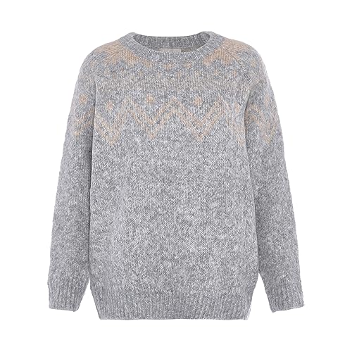 Jalene Damen Fairy Isle Jacquard-Nadel-Dicker Strickpullover Hellblau Größe XL/XXL von Jalene