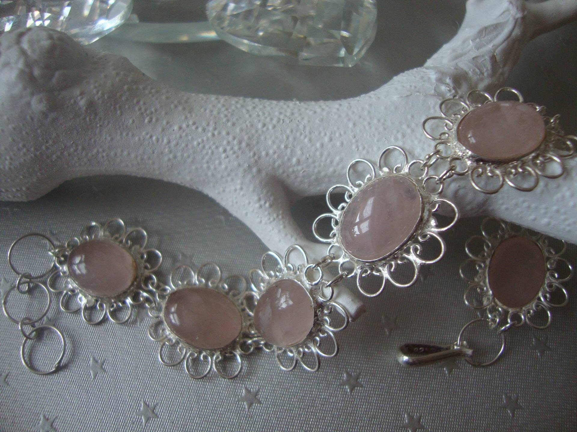 Exclusives Rosenquarzsilberarmband, Schaut Exclusives Rosenquarzsilberarmband, Schaut von JalidaSchmuck