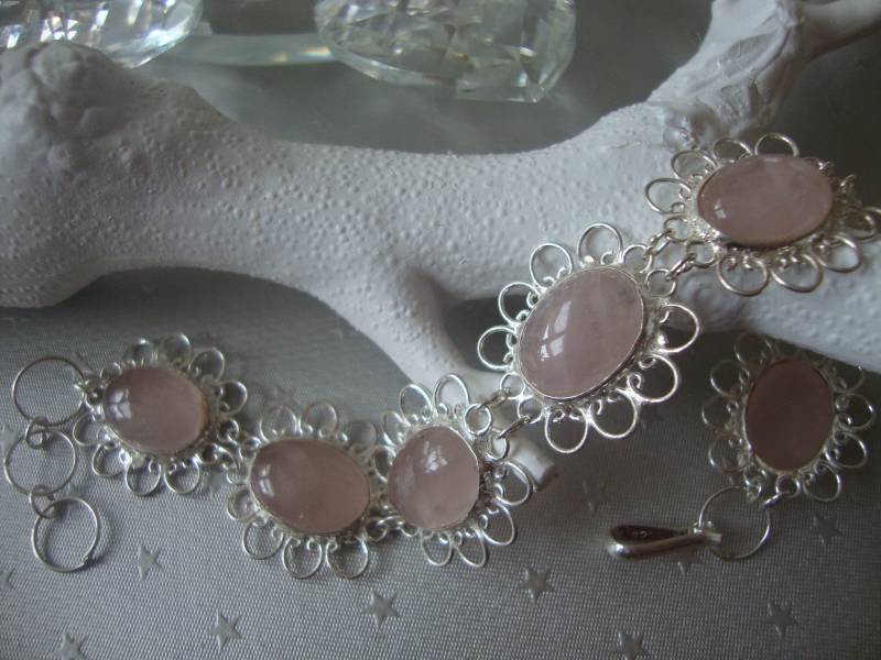 Exclusives Rosenquarzsilberarmband, Schaut Exclusives Rosenquarzsilberarmband, Schaut von JalidaSchmuck