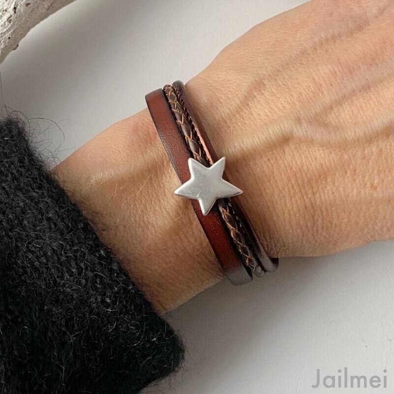 Armband Leder Mit Stern Braun von Jalimei