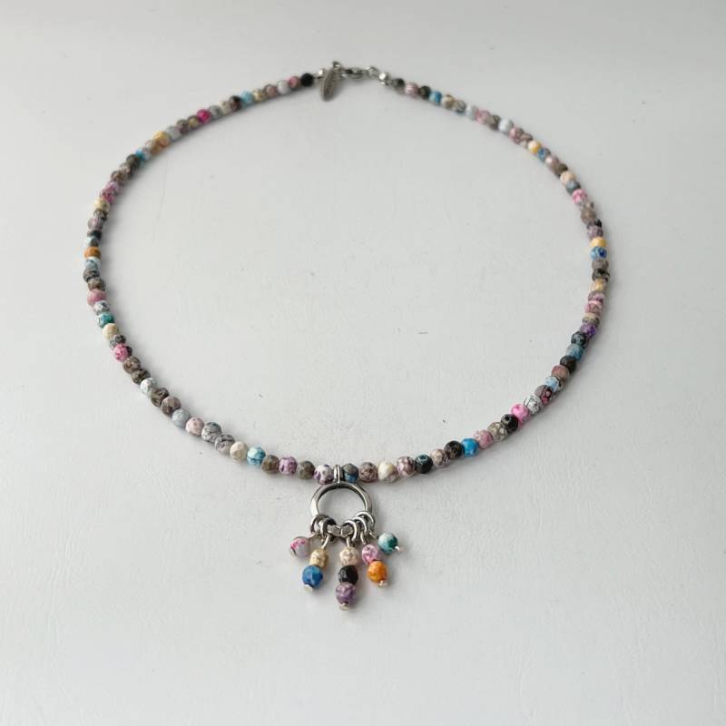 Feine Kurze Kette Feuerachat Bunt 4 Mm von Jalimei