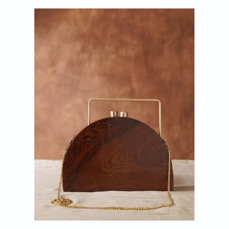 Braune Handgefertigte Holz-Kupplung - Handtasche Abend-Kupplung Für Feste, Ausflug & Hochzeit von JalwaArt