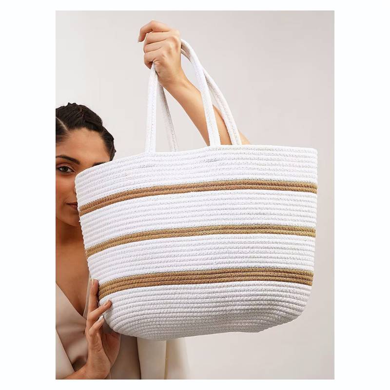 Weiße Und Braune Jute Tasche - Handgefertigte Schultertasche Sommer Strand Handtasche von JalwaArt