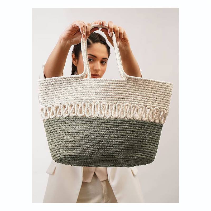 Weiße Und Grüne Jute Tasche - Handgefertigte Schultertasche Sommer Strand Handtasche von JalwaArt