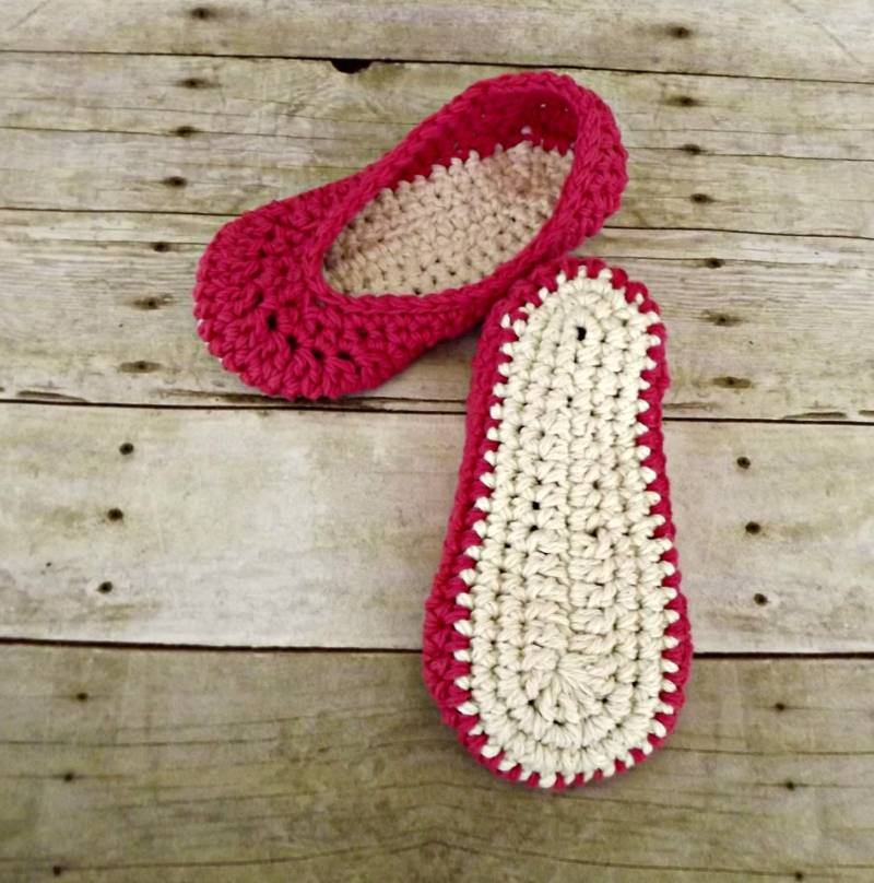 Rosa Weiß Baumwolle Hausschuhe Gr. 5 6 Damen von JamCottageHandmade