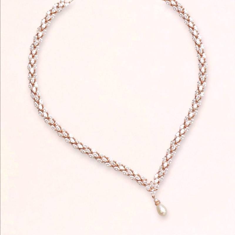 Rose Gold Kristall Halskette, Schmuck, Braut Perle Tropfen Felicity Rgp von JamJewels1
