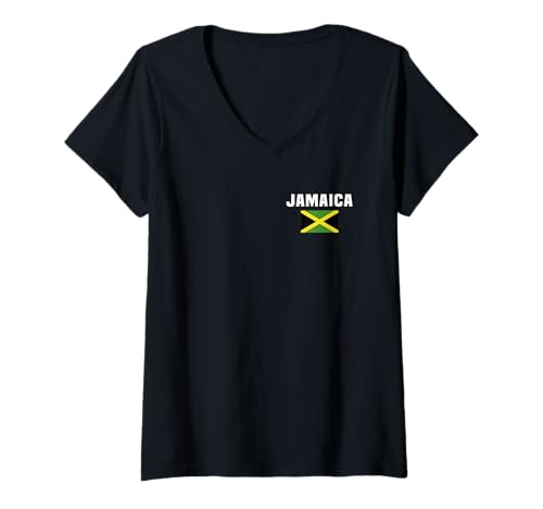 Damen Jamaika-Flagge, Taschen-Design, stolz, jamaikanisches Yardie Heritage T-Shirt mit V-Ausschnitt Damen Jamaika-Flagge, Taschen-Design, stolz, jamaikanisches Yardie Heritage T-Shirt mit V-Ausschnitt von Jamaica Flag Designs Proud Jamaican Roots