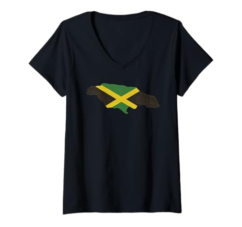 Damen Jamaika-Insel-Design, Jamaika-Flagge, Rasta-Reggae-Land T-Shirt mit V-Ausschnitt Damen Jamaika-Insel-Design, Jamaika-Flagge, Rasta-Reggae-Land T-Shirt mit V-Ausschnitt von Jamaica Flag Designs Proud Jamaican Roots