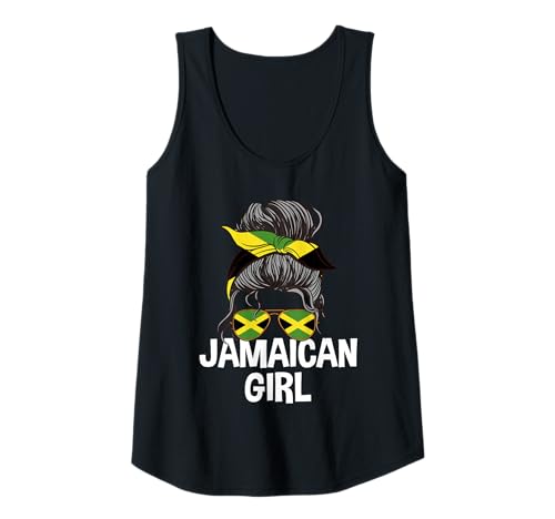 Damen Jamaikanisches Mädchen unordentlicher Haarknoten Yardie Woman Pride Tank Top von Jamaica Flag Designs Proud Jamaican Roots