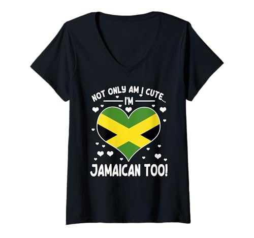 Damen Niedliches jamaikanisches Design Yardie Jamaican Rasta Reggae Pride T-Shirt mit V-Ausschnitt Damen Niedliches jamaikanisches Design Yardie Jamaican Rasta Reggae Pride T-Shirt mit V-Ausschnitt von Jamaica Flag Designs Proud Jamaican Roots