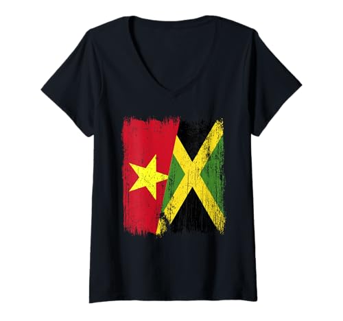 Damen Vietnam, Jamaika, halbe Flagge, vietnamesisches Jamaikanisches Erbe T-Shirt mit V-Ausschnitt Damen Vietnam, Jamaika, halbe Flagge, vietnamesisches Jamaikanisches Erbe T-Shirt mit V-Ausschnitt von Jamaica Flag Designs Proud Jamaican Roots