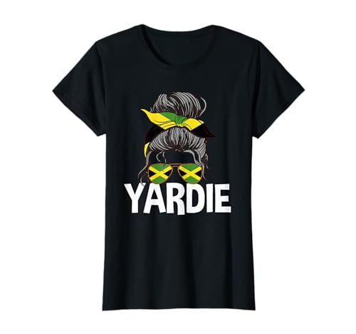 Yardie Jamaica Girl Unordentlicher Haarbrötchen Jamaican Woman Pride T-Shirt von Jamaica Flag Designs Proud Jamaican Roots