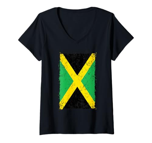 Damen Jamaika-Flagge, patriotisches Jamaika-Stolz, Vintage-Design T-Shirt mit V-Ausschnitt Damen Jamaika-Flagge, patriotisches Jamaika-Stolz, Vintage-Design T-Shirt mit V-Ausschnitt von Jamaica Flag shirts gifts