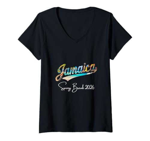 Damen Jamaika Spring Break 2026 Urlaubsreisen T-Shirt mit V-Ausschnitt Damen Jamaika Spring Break 2026 Urlaubsreisen T-Shirt mit V-Ausschnitt von Jamaica Spring Break Clothes T-Shirts