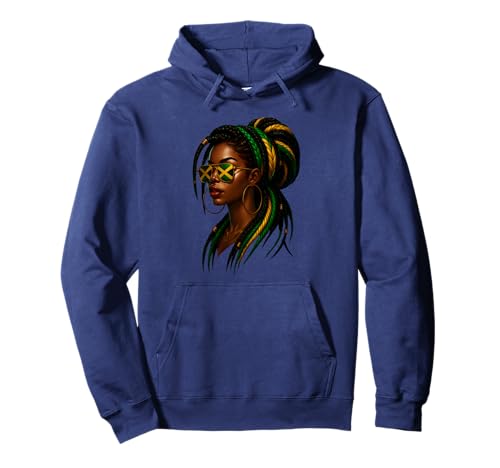 Jamaikanische Afro Black Woman Jamaika Flagge Mädchen Messy Bun Pride Pullover Hoodie Jamaikanische Afro Black Woman Jamaika Flagge Mädchen Messy Bun Pride Pullover Hoodie von Jamaican Girl Flag Jamaica Travel Vacation Apparel