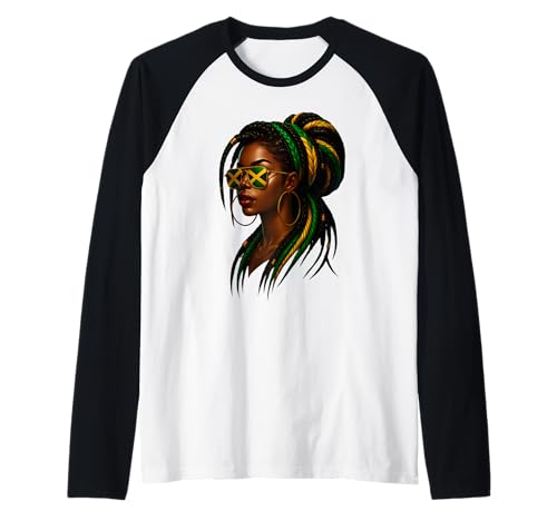 Jamaikanische Afro Black Woman Jamaika Flagge Mädchen Messy Bun Pride Raglan Jamaikanische Afro Black Woman Jamaika Flagge Mädchen Messy Bun Pride Raglan von Jamaican Girl Flag Jamaica Travel Vacation Apparel