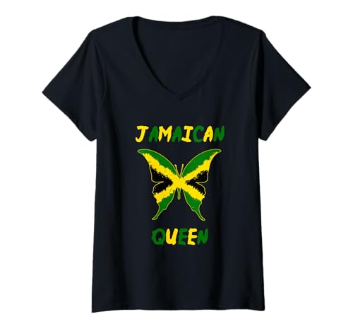 Damen Jamaican Queen T-Shirt for Proud and Independent Women T-Shirt mit V-Ausschnitt Damen Jamaican Queen T-Shirt for Proud and Independent Women T-Shirt mit V-Ausschnitt von Jamaican culture