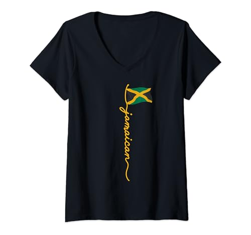 Damen Jamaika Signature Jamaikaner T-Shirt mit V-Ausschnitt Damen Jamaika Signature Jamaikaner T-Shirt mit V-Ausschnitt von Jamaika Geschenk