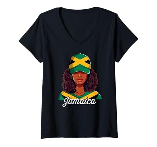 Damen Jamaika T-Shirt mit V-Ausschnitt Damen Jamaika T-Shirt mit V-Ausschnitt von Jamaika Geschenke