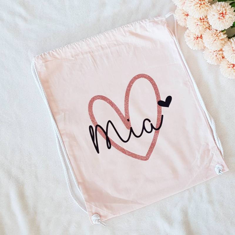 Baumwolle Turnbeutel Personalisiert Mit Herz Oder Stern Name von Jamamoshop