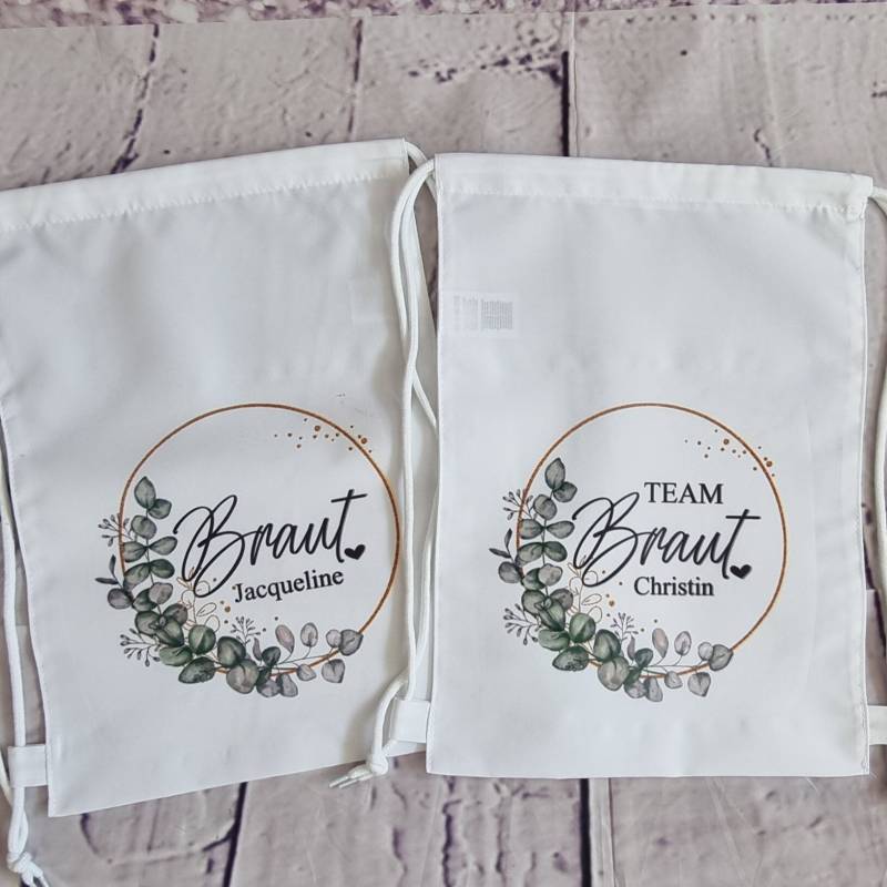 Turnbeutel Personalisiert Für Den Junggesellenabschied Auf Wunsch Auch Mit Name Im Eukalyptus Kranz von Jamamoshop