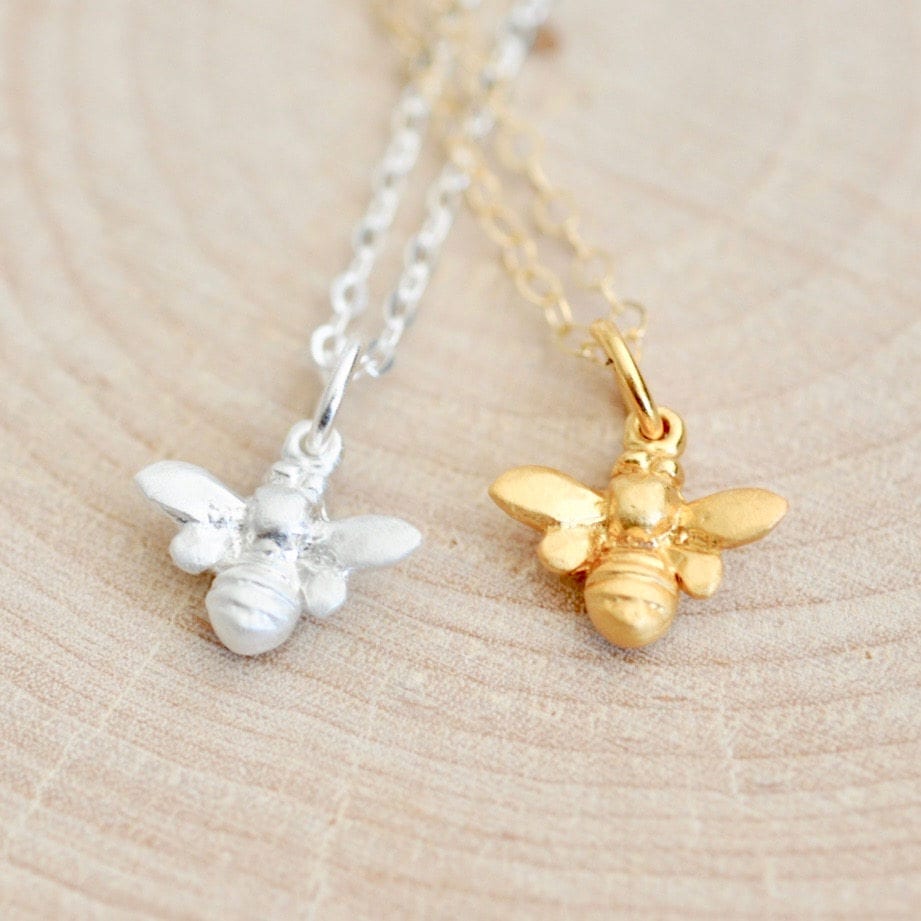 Biene Halskette in Sterling Silber, Hummel Halskette, Honig Bienen Schmuck, Anhänger, Charm, Zierliche Alltags Halskette von JamberJewels