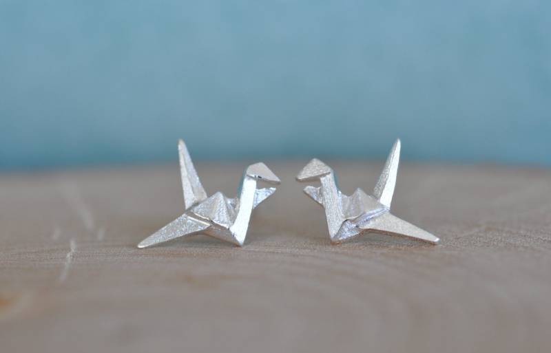 Kranich Ohrstecker, Sterlingsilber Vogel Origami Ohrringe, Silber Schmuck, Jamber Jewels Kranich Ohrstecker, Sterlingsilber Vogel Origami Ohrringe, Silber Schmuck, Jamber Jewels von JamberJewels