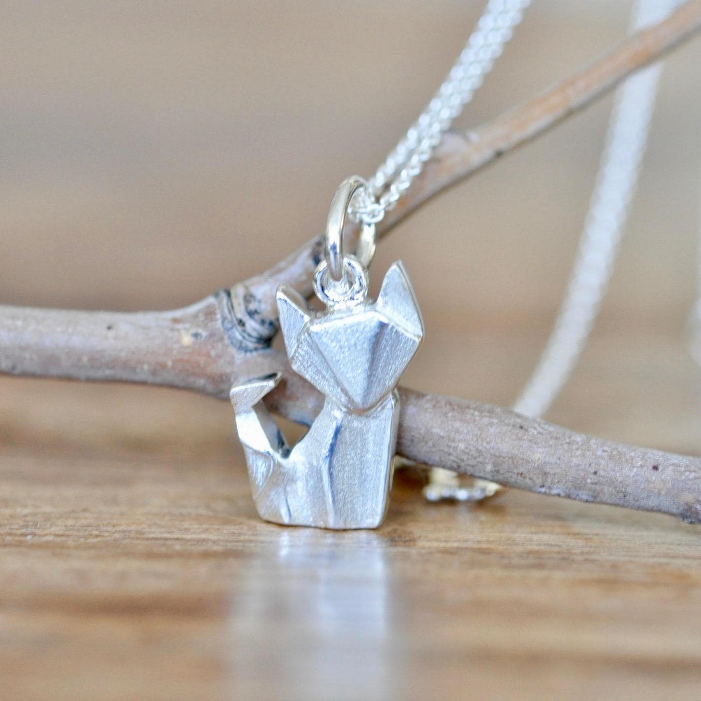 Origami Fuchs Halskette in Sterling Silber, Halskette, Silber Anhänger, Schmuck, Jamber Jewels Original von JamberJewels