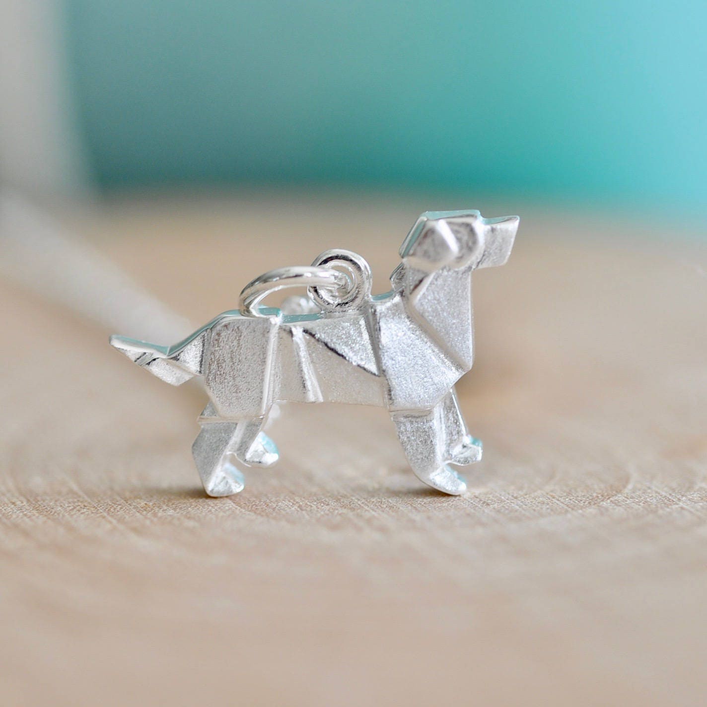 Origami Hund Halskette in Sterling Silber 925, Hunde Halskette, Schmuck, Hundeanhänger, Golden Retriever, Labrador Retriever von JamberJewels