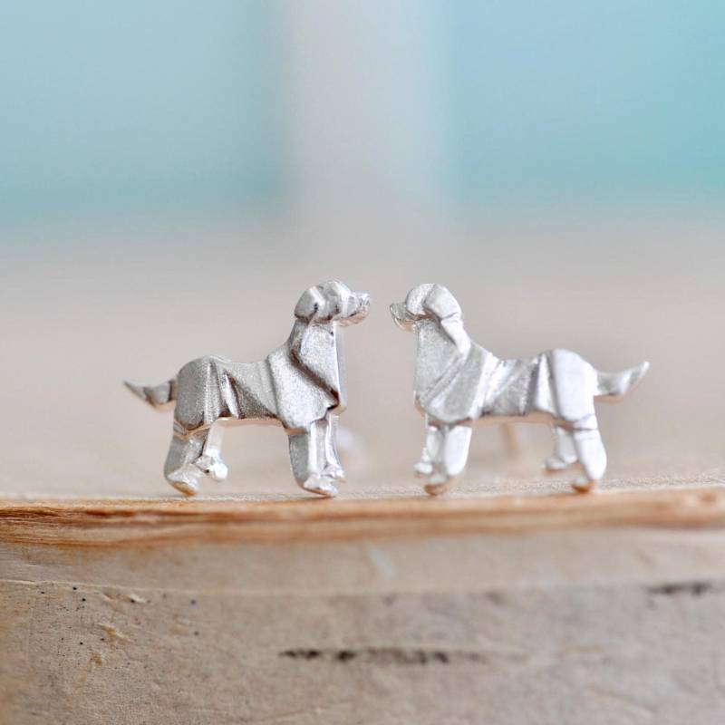 Origami Hund Ohrstecker in Sterling Silber 925, Hundeohrringe, Tier Schmuck, Golden Retriever, Labrador Retriever Jj 925 Origami Hund Ohrstecker in Sterling Silber 925, Hundeohrringe, Tier Schmuck, Golden Retriever, Labrador Retriever Jj 925 von JamberJewels